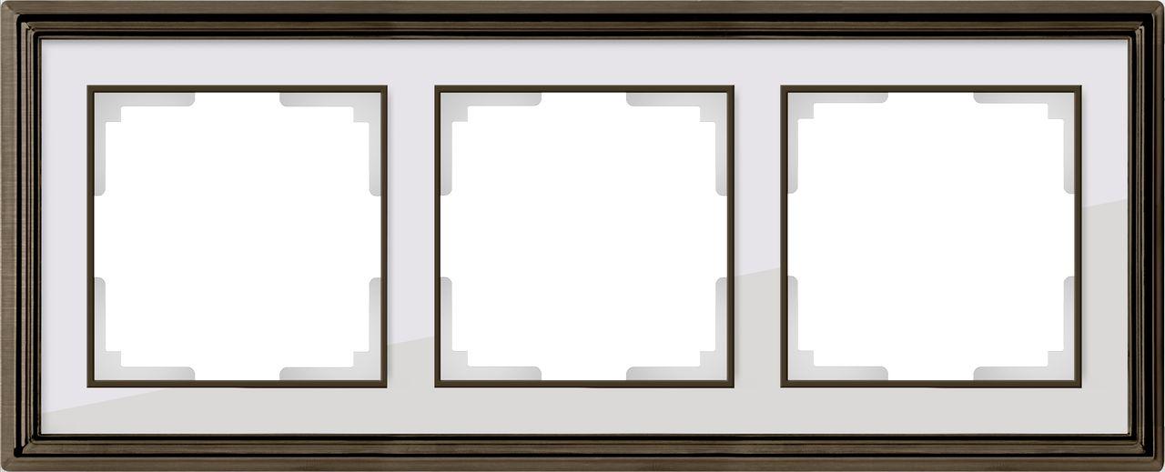 Рамка Palacio на 3 поста бронза/белый WL17-Frame-03 4690389103650