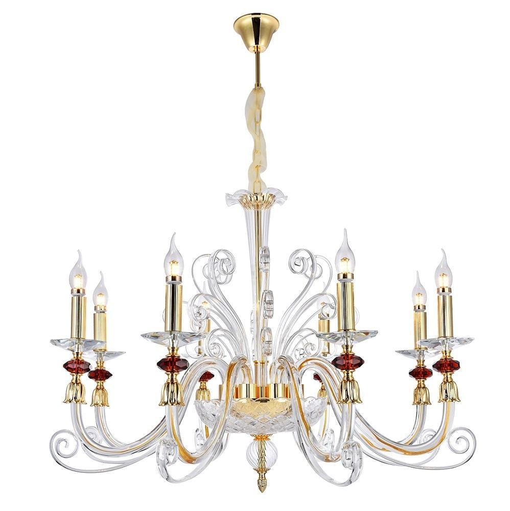 Подвесная люстра Crystal Lux Catarina SP8 Gold/Transparent-Cognac