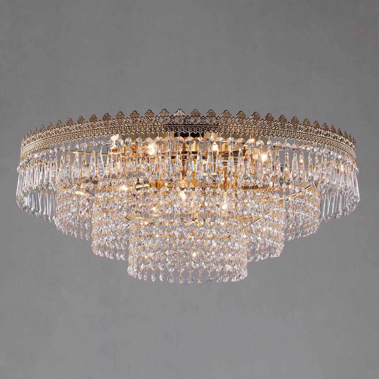 Потолочная люстра Eurosvet Diadema 10078/10 золото/прозрачный хрусталь Strotskis