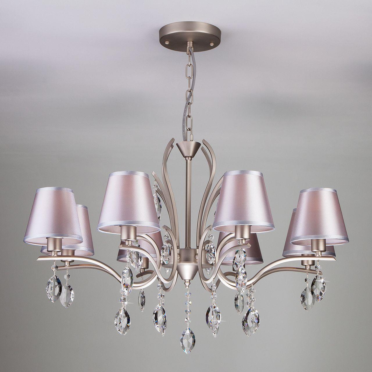 Подвесная люстра Eurosvet Aurelia 10089/8 сатин-никель/прозрачный хрусталь Strotskis