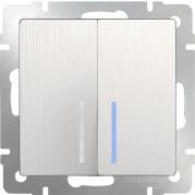 Выключатель двухклавишный проходной с подсветкой WL13-SW-2G-2W-LED 4690389124433