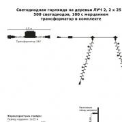 Светодиодная гирлянда Луч 2х25м 50м 500LED розовая с мерцанием 05-1970