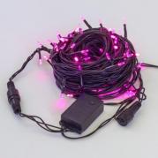 Светодиодная гирлянда Нить 10м 100LED розовая с мерцанием 05-604
