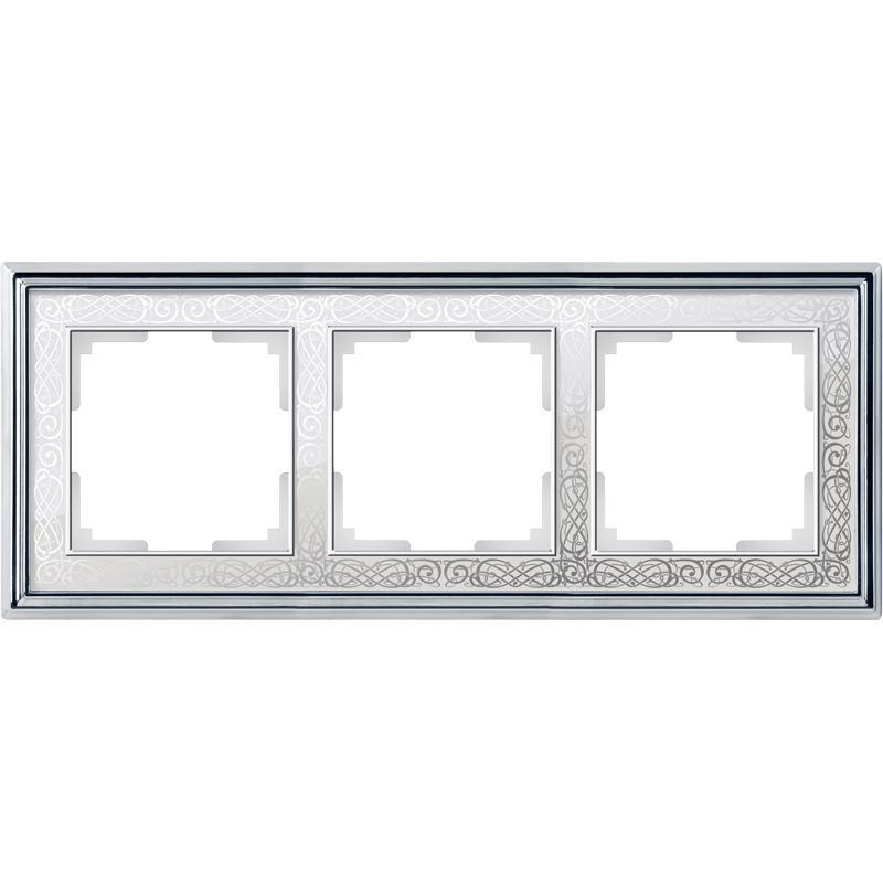 Рамка Palacio Gracia на 3 поста хром/белый WL77-Frame-03 4690389126093