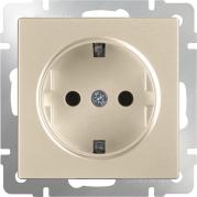 Розетка с заземлением и шторками шампань WL11-SKGS-01-IP44 4690389124563