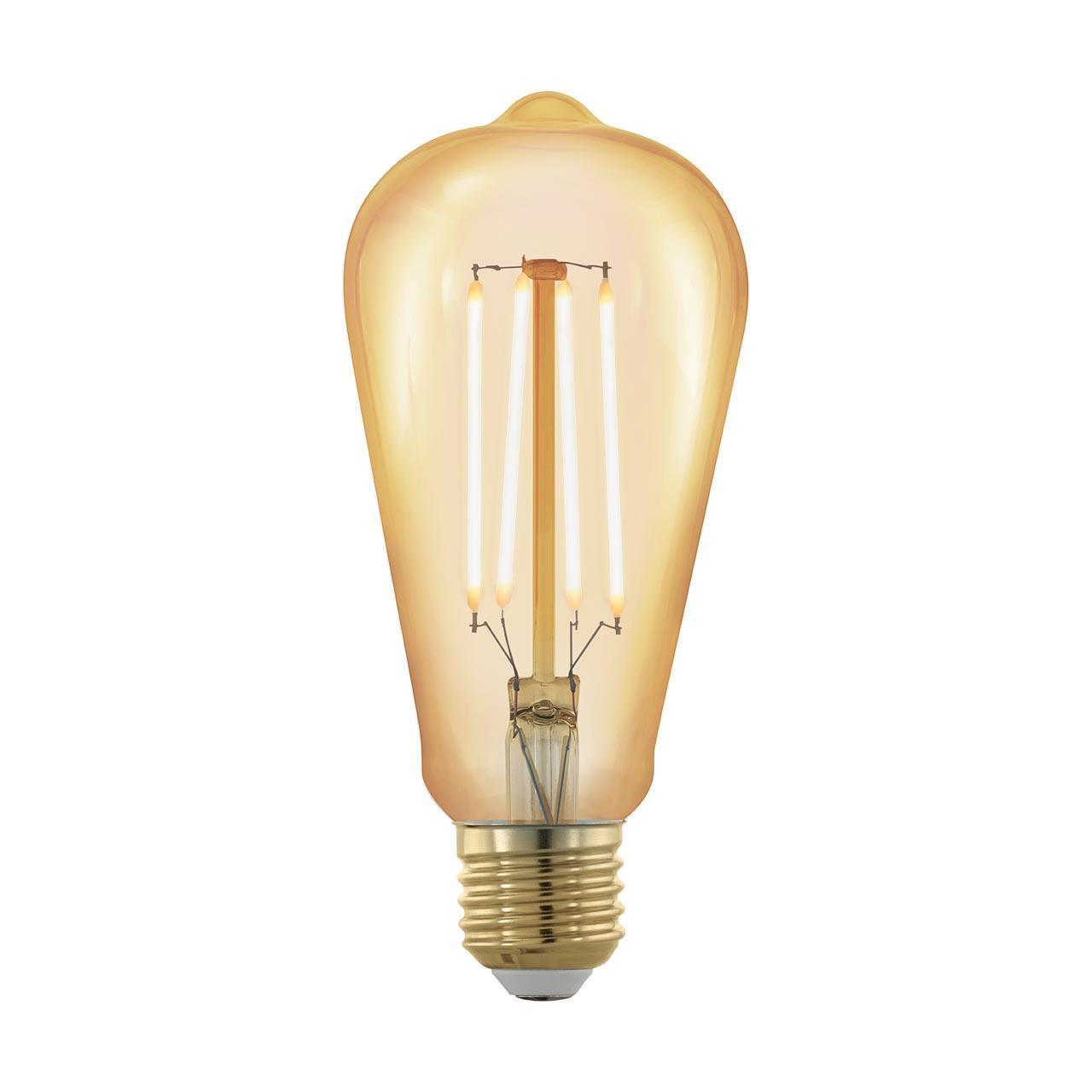 Лампа светодиодная филаментная диммируемая E27 4W 1700К золотая 11696