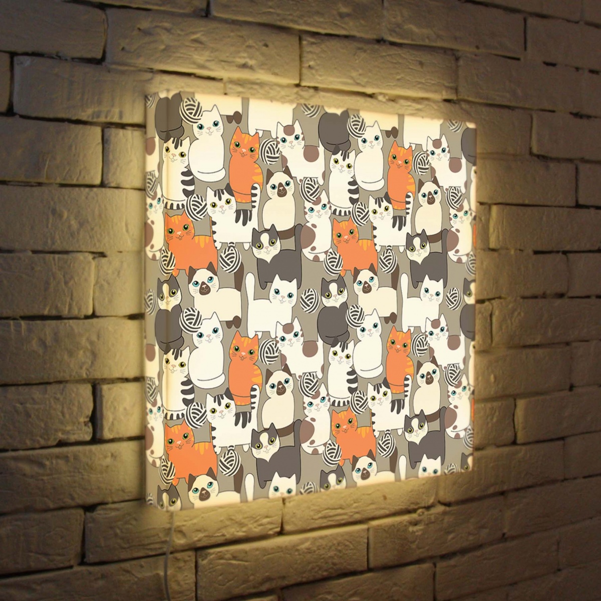 Лайтбокс Котята и клубочки 45x45-027