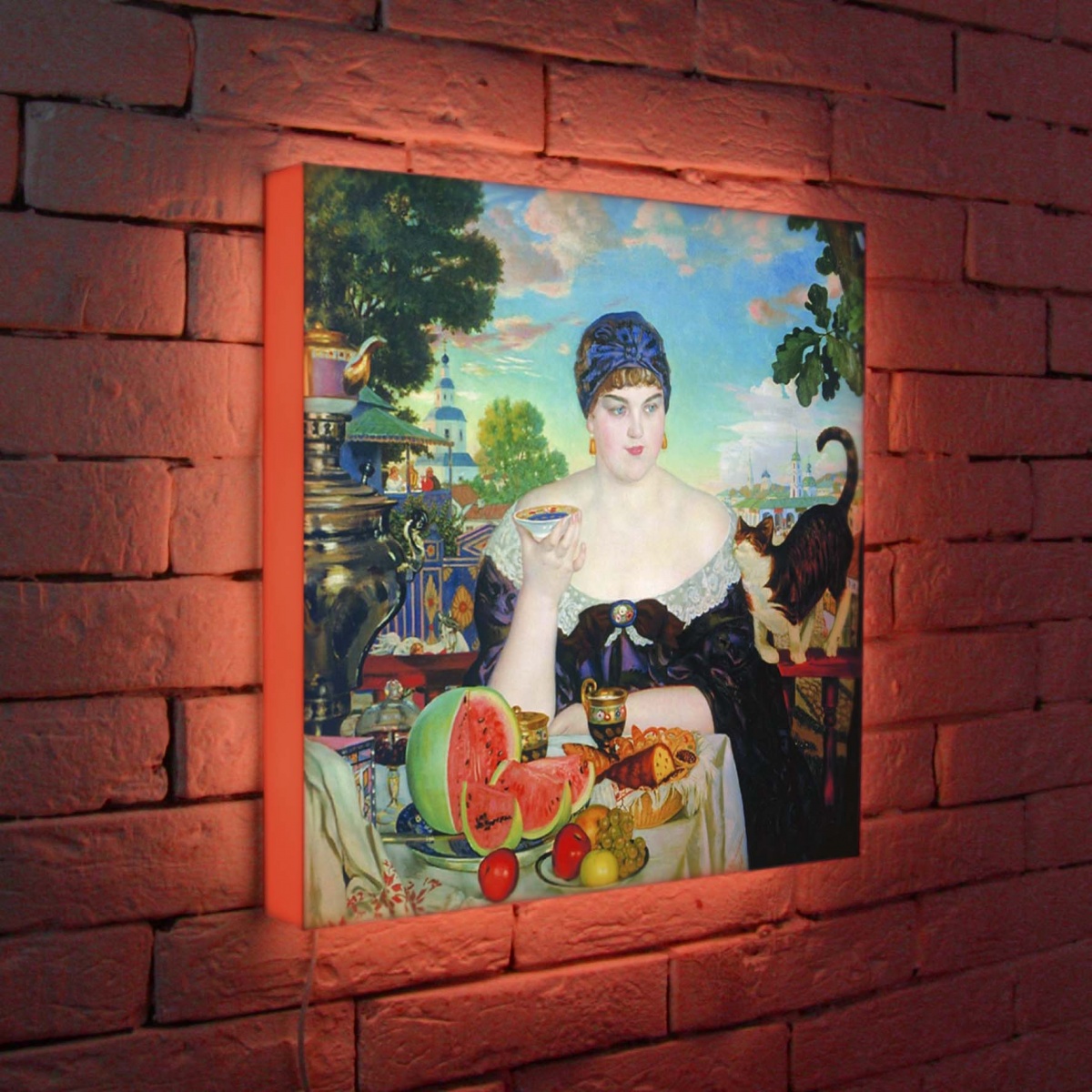 Лайтбокс Кустодиев Купчиха за чаем 45x45-127