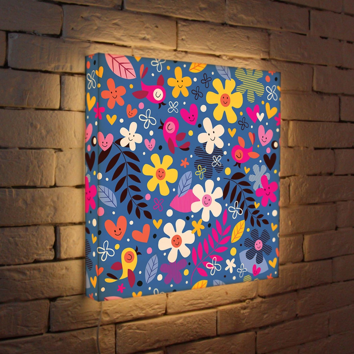 Лайтбокс Цветочки и птички 45x45-011