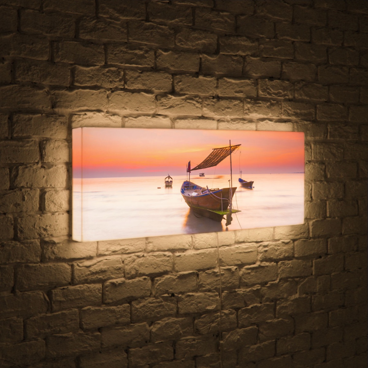 Лайтбокс панорамный Лодка 35x105-p023