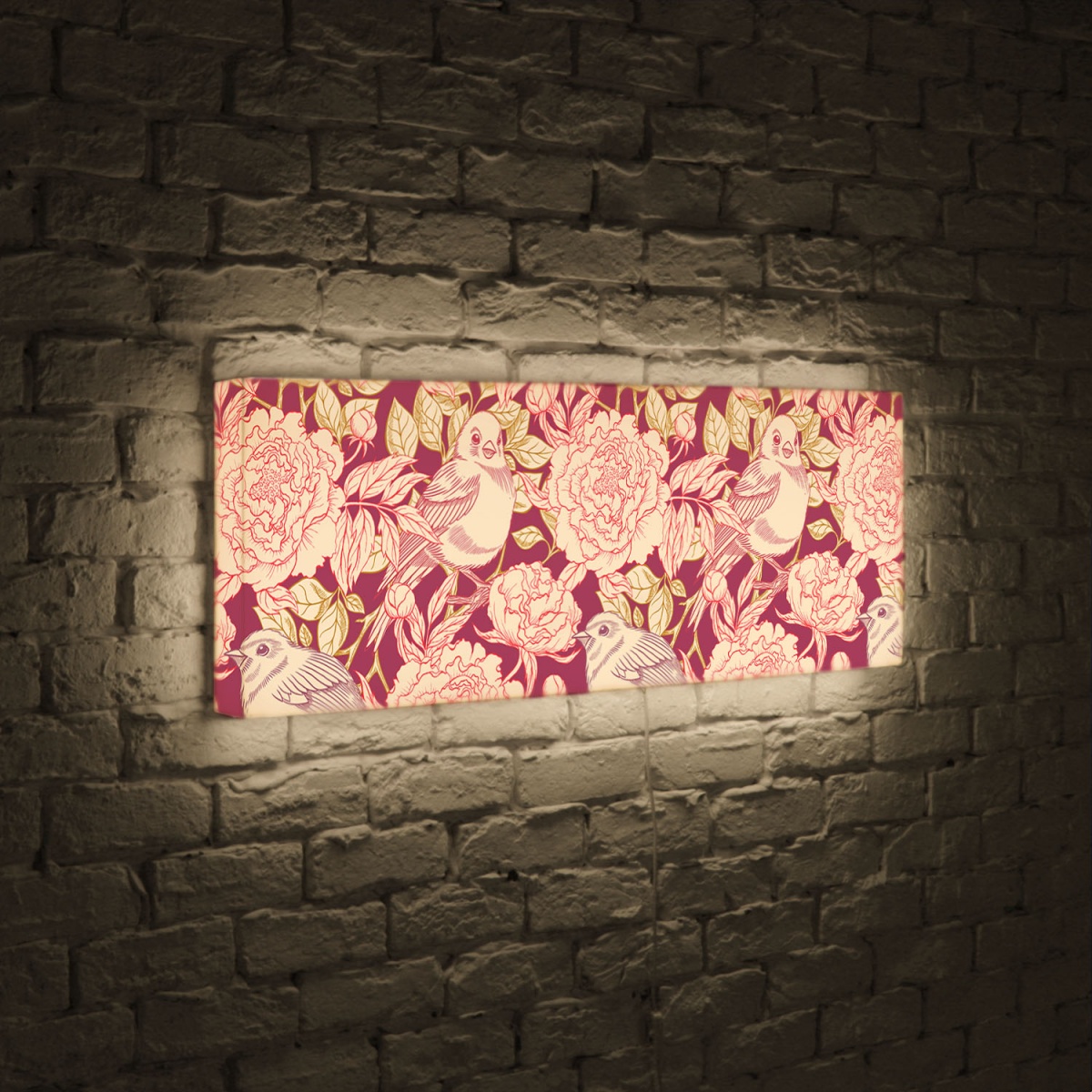 Лайтбокс панорамный Цветы и птицы 35x105-p019