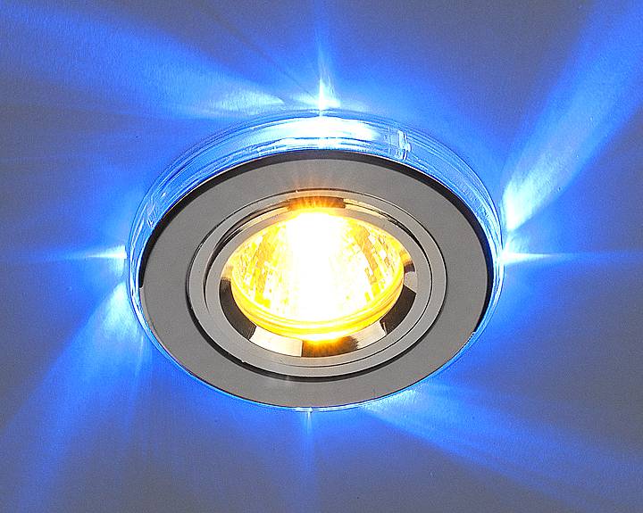 Встраиваемый светильник с двойной подсветкой Elektrostandard 2060 MR16 хром/синий 4607176194692