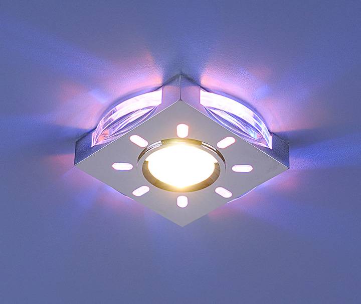 Встраиваемый светильник с двойной подсветкой Elektrostandard 1051 MR16 хром/синий 4690389030635