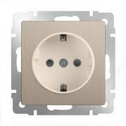 Розетка с заземлением шампань рифленая WL10-SKG-01-IP20 4690389085246