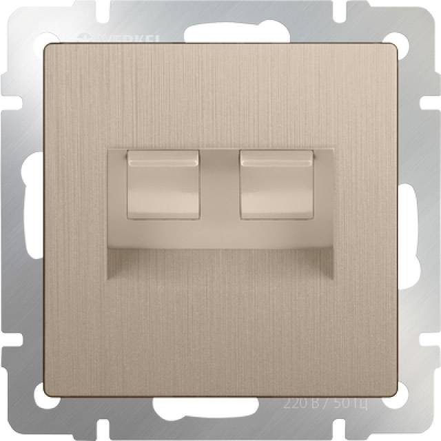Розетка телефонная RJ-11 и Ethernet RJ-45 шампань рифленая WL10-RJ11-45 4690389085222