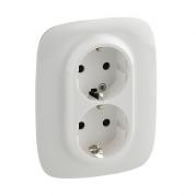 Розетка двойная Legrand Valena Allure 16A 250V с/з со шторками безвинтовой зажим белая 753726