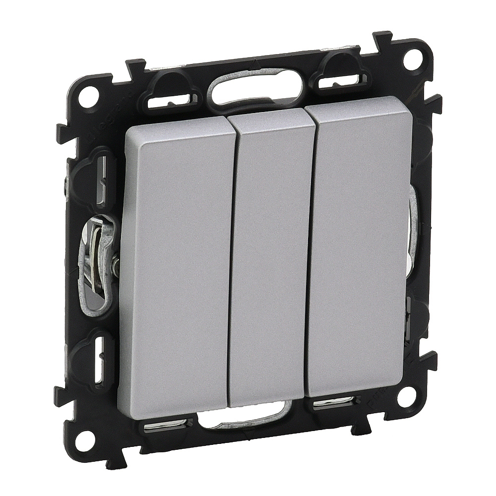 Выключатель трехклавишный Legrand Valena Life 10A 250V алюминий 752603