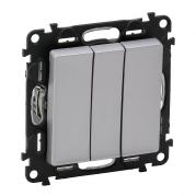 Выключатель трехклавишный Legrand Valena Life 10A 250V алюминий 752603