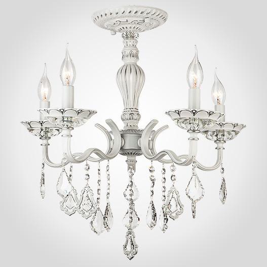 Подвесная люстра Eurosvet Эммануэль 10049/5 белый с серебром/прозрачный хрусталь Strotskis