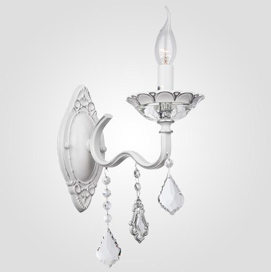 Бра Eurosvet Эммануэль 10049/1 белый с серебром/прозрачный хрусталь Strotskis