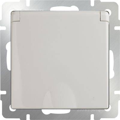 Розетка с заземлением с защитной крышкой и шторками WL03-SKGSC-01-IP44-ivory 4690389046247