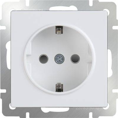 Розетка с заземлением и шторками белая WL01-SKGS-01-IP44 4690389047145