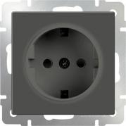 Розетка с заземлением и шторками серо-коричневая WL07-SKGS-01-IP44 4690389054068