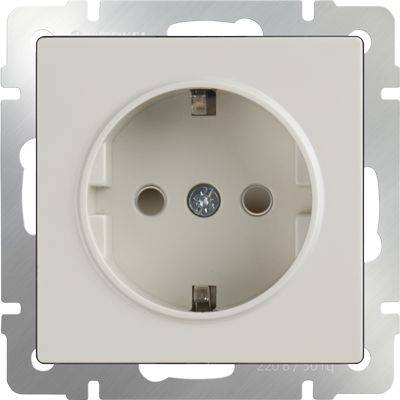 Розетка с заземлением и шторками слоновая кость WL03-SKGS-01-IP44-ivory 4690389047176