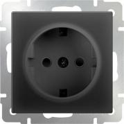 Розетка с заземлением и шторками черный матовый WL08-SKGS-01-IP44 4690389054228
