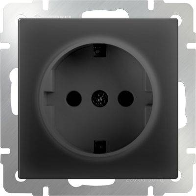Розетка с заземлением черный матовый WL08-SKG-01-IP20 4690389054211