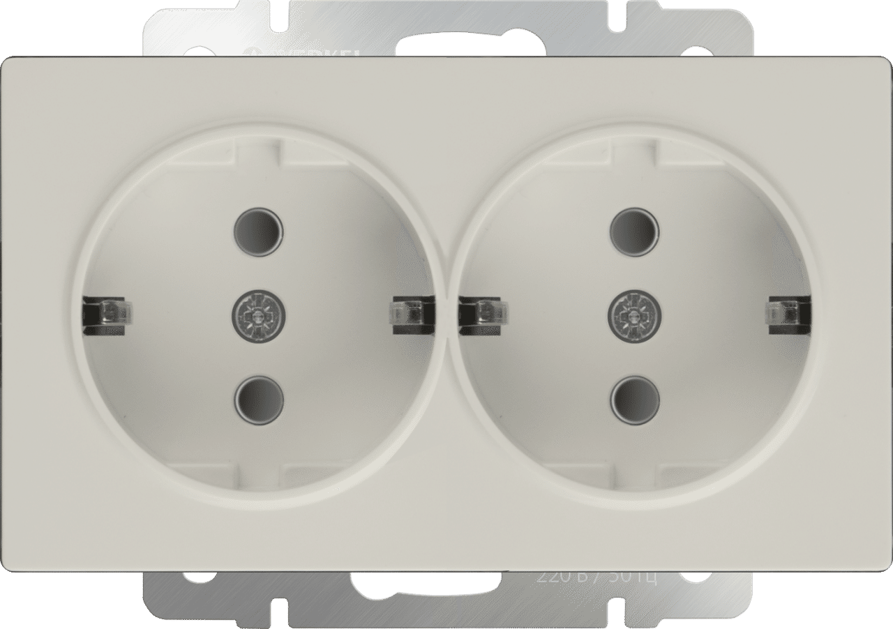 Розетка двойная с заземлением слоновая кость WL03-SKG-02-IP20 4690389073113
