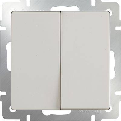 Выключатель двухклавишный проходной слоновая кость WL03-SW-2G-2W-ivory 4690389046179