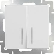 Выключатель двухклавишный с подсветкой белый WL01-SW-2G-LED 4690389059193