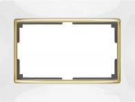 Рамка Snabb для двойной розетки белый/золото WL03-Frame-01-DBL-white/GD 4690389083846