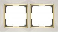Рамка Snabb на 2 поста слоновая кость/золото WL03-Frame-02-ivory/GD 4690389083891