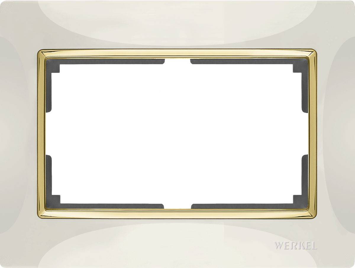 Рамка Snabb для двойной розетки слоновая кость/золото WL03-Frame-01-DBL-ivory/GD 4690389083853