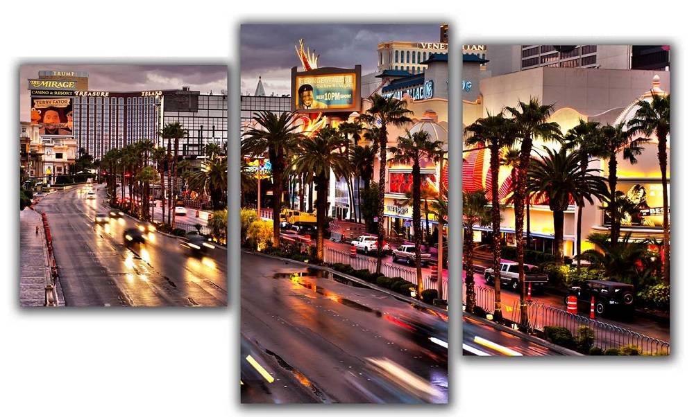 Мини модульная картина Огни Лас Вегаса Toplight 55х94см TL-MM1044