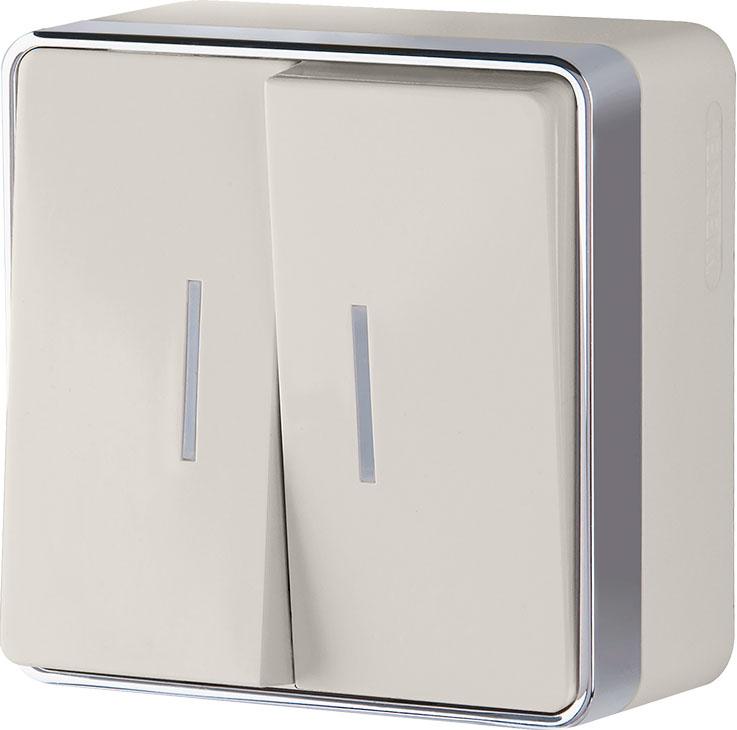 Выключатель двухклавишный с подсветкой Gallant слоновая кость WL15-03-03 4690389102202